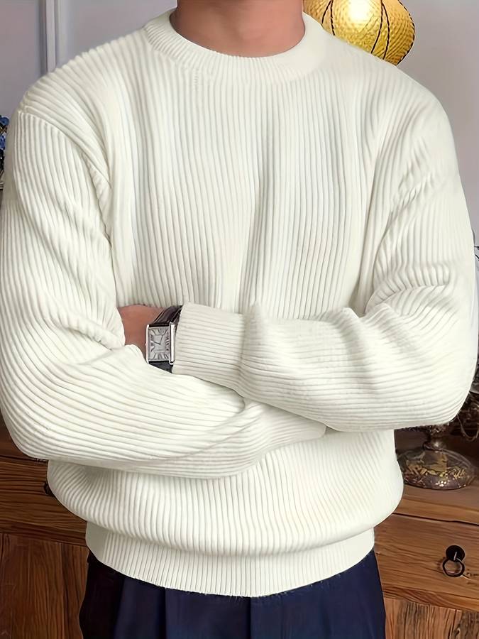 Men's Ribbed Crew Neck Sweater Long Sleeve Pullover 6