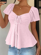 Mariah | Breathable V-Neck Drawstring Top 5