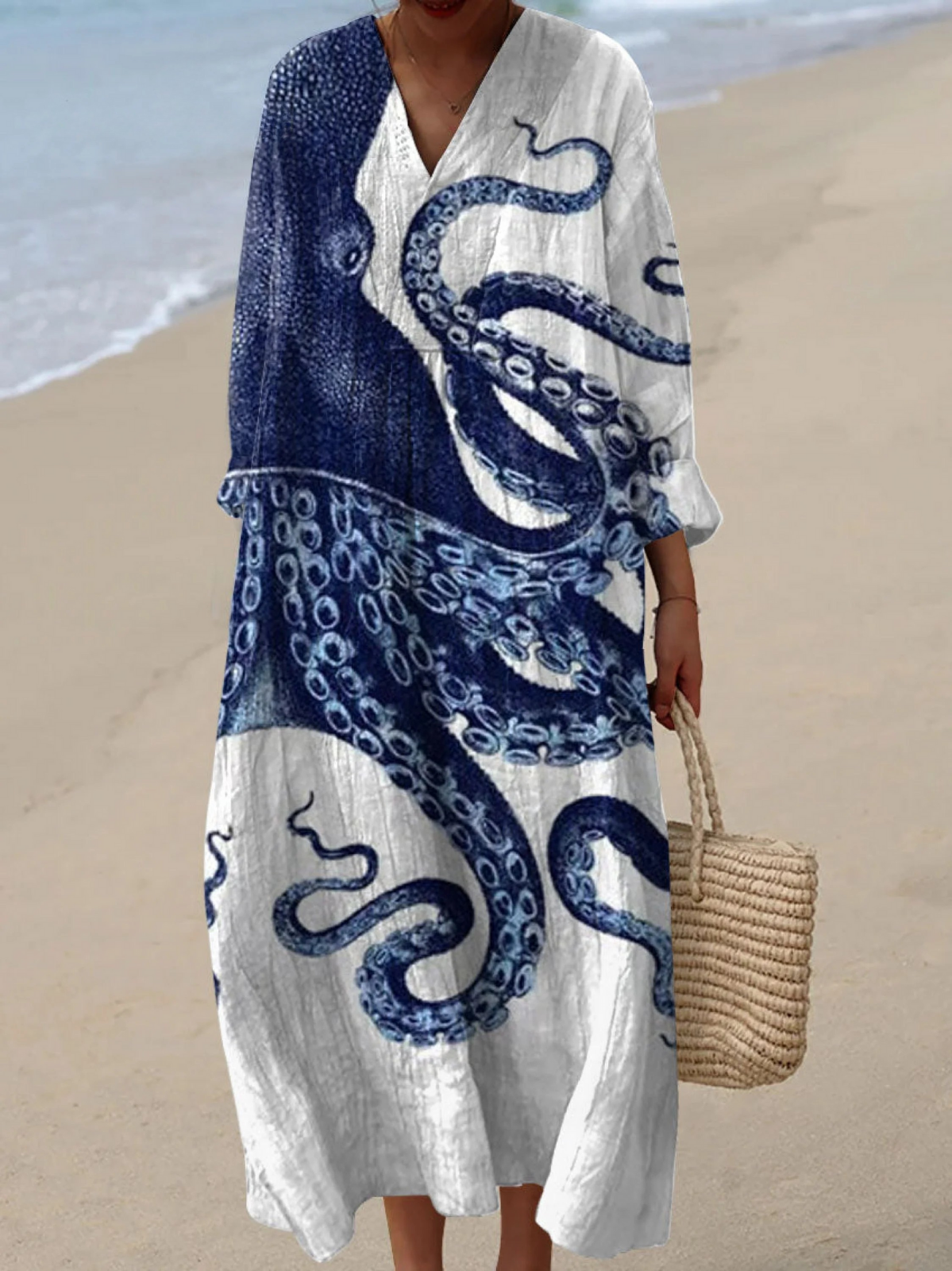 Arabella | Octopus Art Print Casual Dress 1