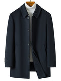 Men's Button-Front Overcoat Collar Pockets 1
