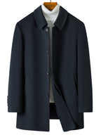 Men's Button-Front Overcoat Collar Pockets 1