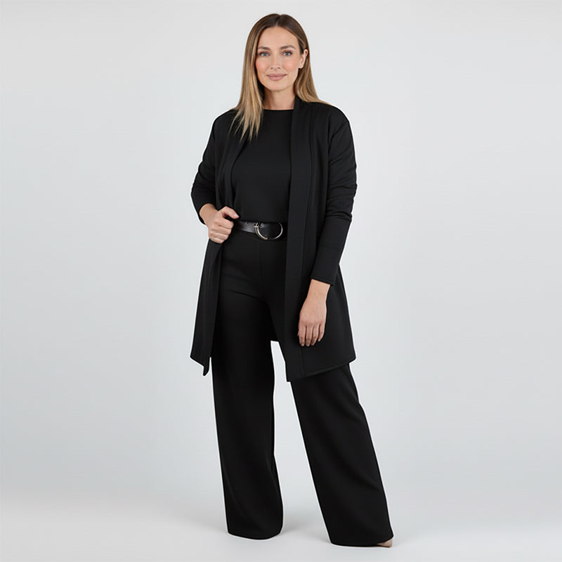 Women's 3-Piece Lounge Set with Long Cardigan and Wide-Leg Pants 4