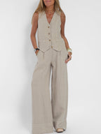 Holly | Sleeveless V-Neck & Wide-Leg Pant Set 1