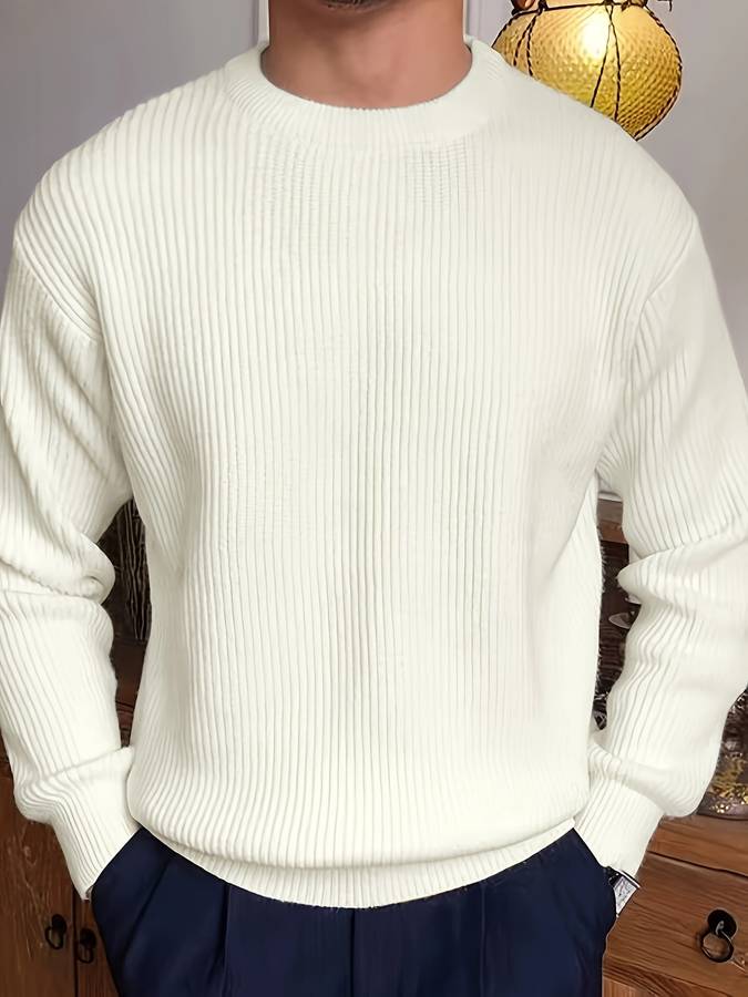 Men's Ribbed Crew Neck Sweater Long Sleeve Pullover 5
