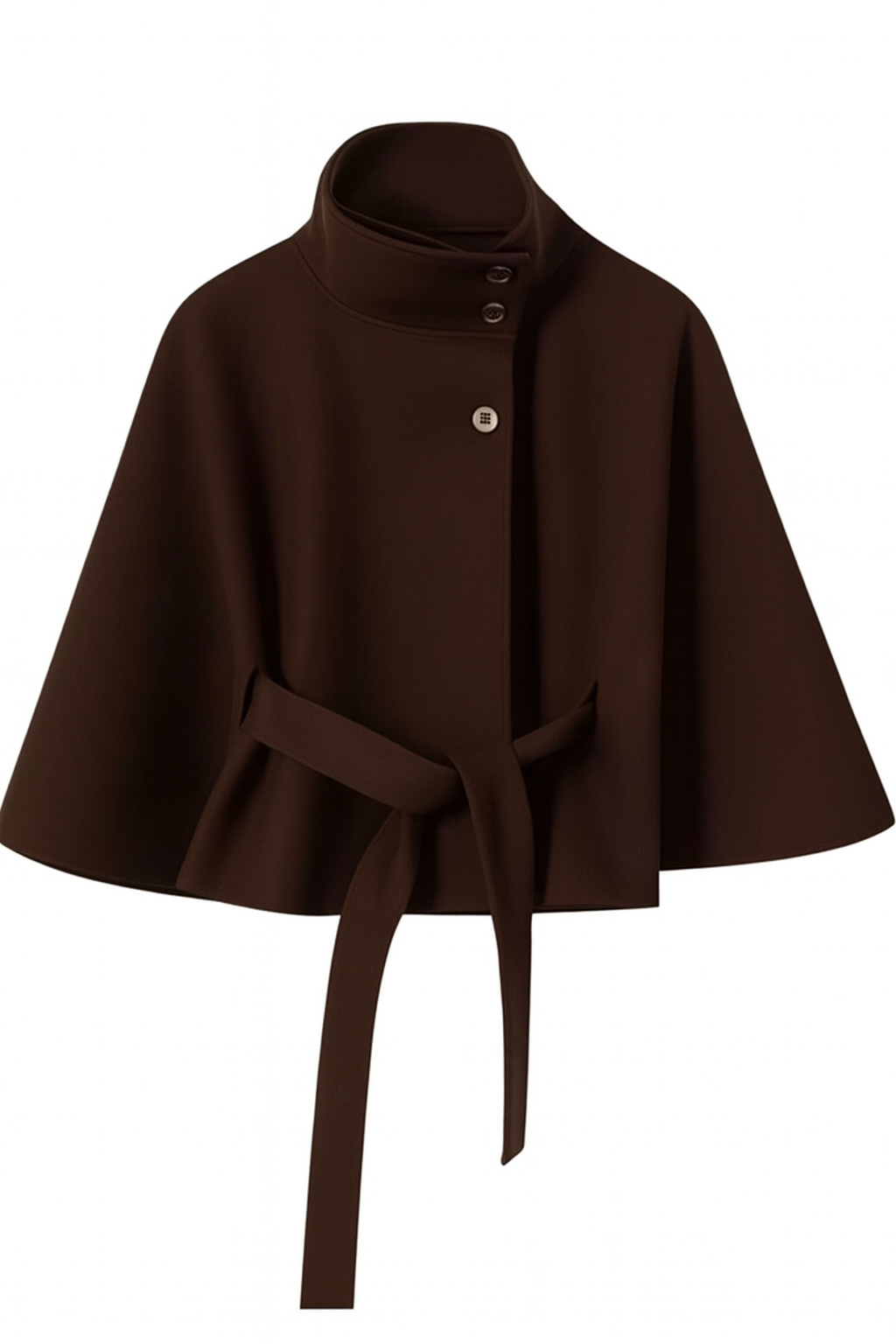 Women's Cape Coat with Belt and Button Closure 3