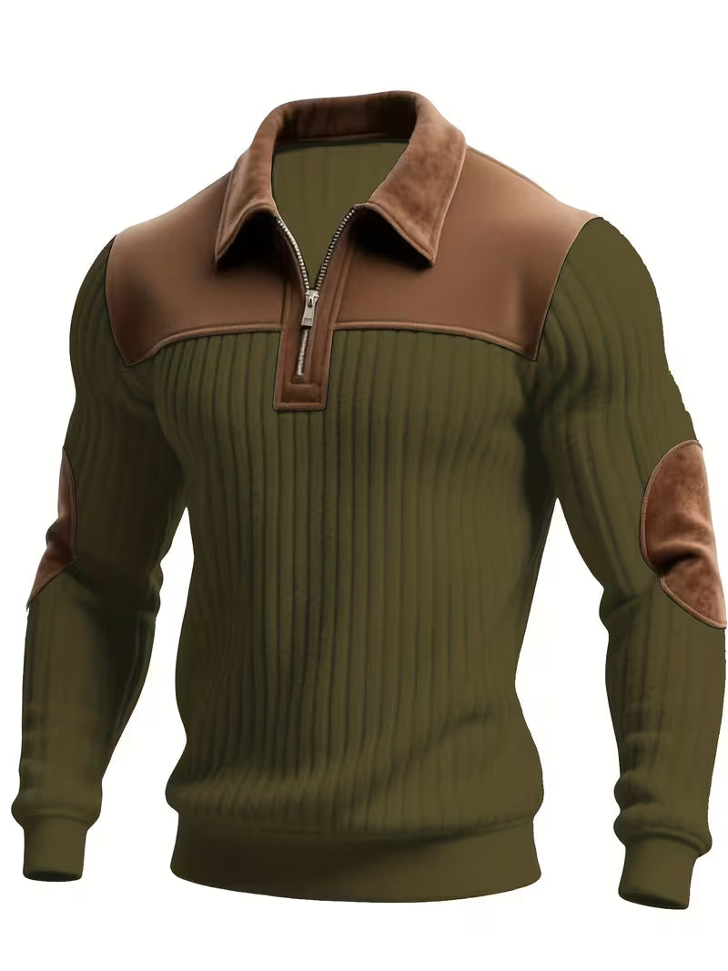 Ashton | Classic Color-Block Collar Zip Sweater 3