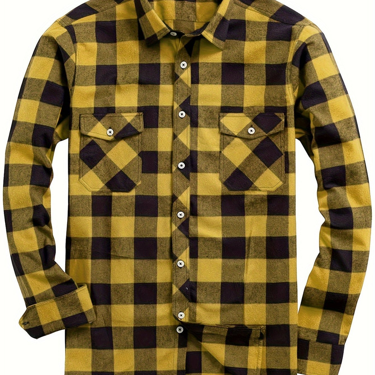 Men's Buffalo Plaid Flannel Shirt Button-Front 7