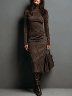 Maisie | Elegant Suede High Neck Dress 1