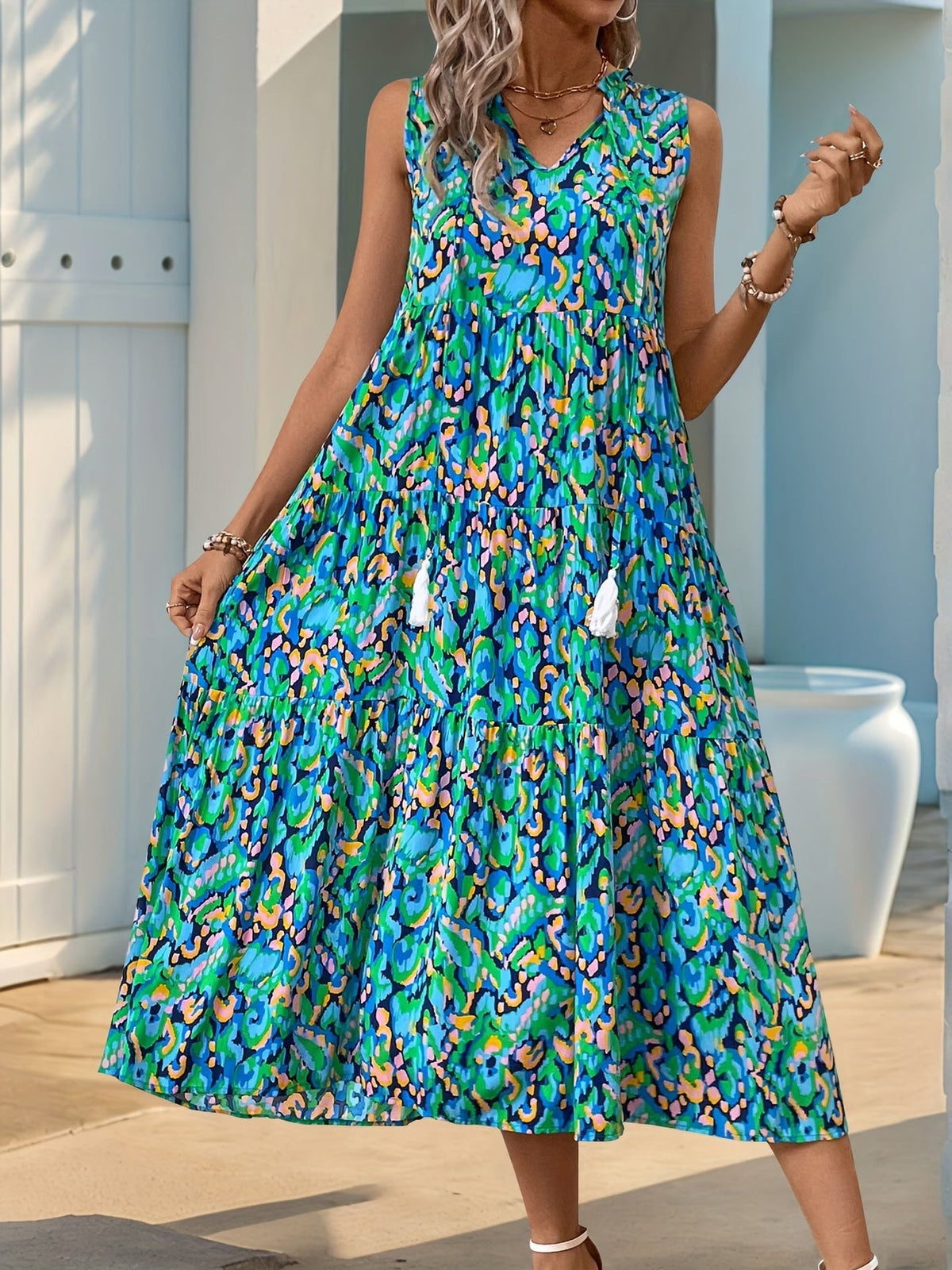 Althea | Stylish Sleeveless Bohemian Fringed Dress 7