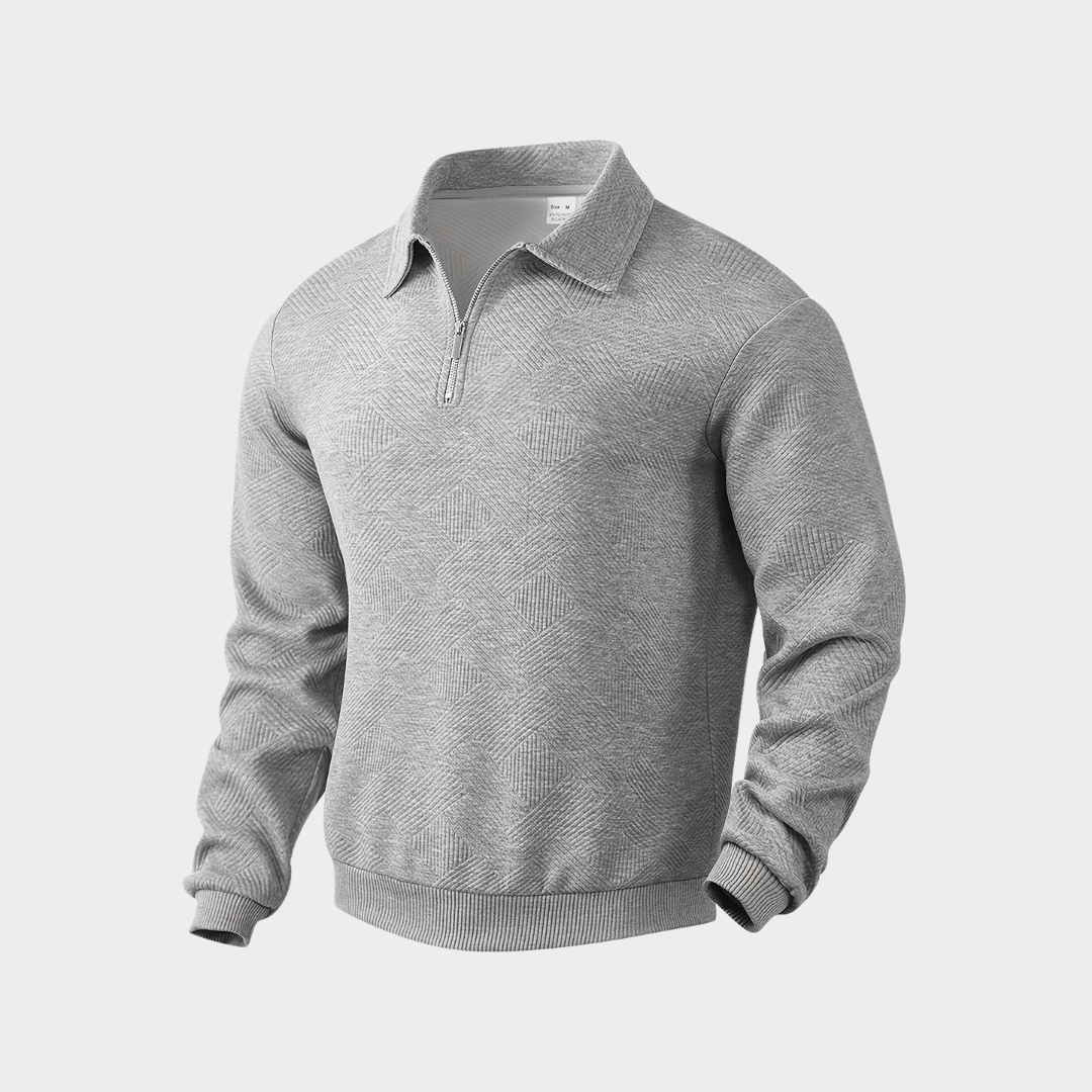 Men's Half-Zip Collared Sweatshirt with Textured Knit 3