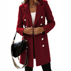 Women's Double-Breasted Long Coat with Lapel Collar 4