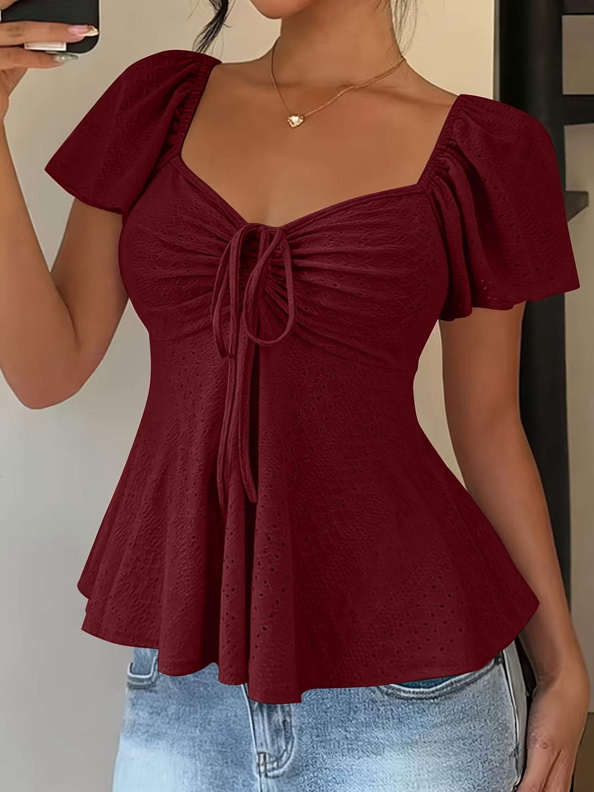 Mariah | Breathable V-Neck Drawstring Top 1