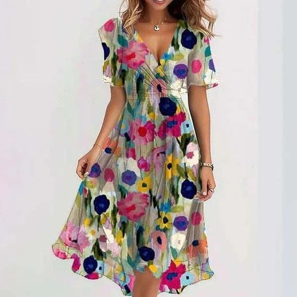 Gwyneth | Elegant Short Sleeve Printed Dress 5