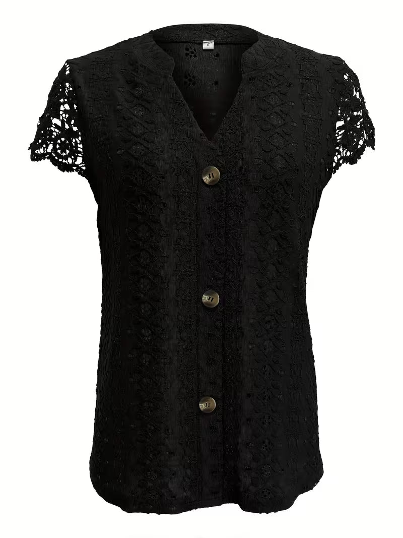 Debbie | Elegant Button V-Neck Shirt 6