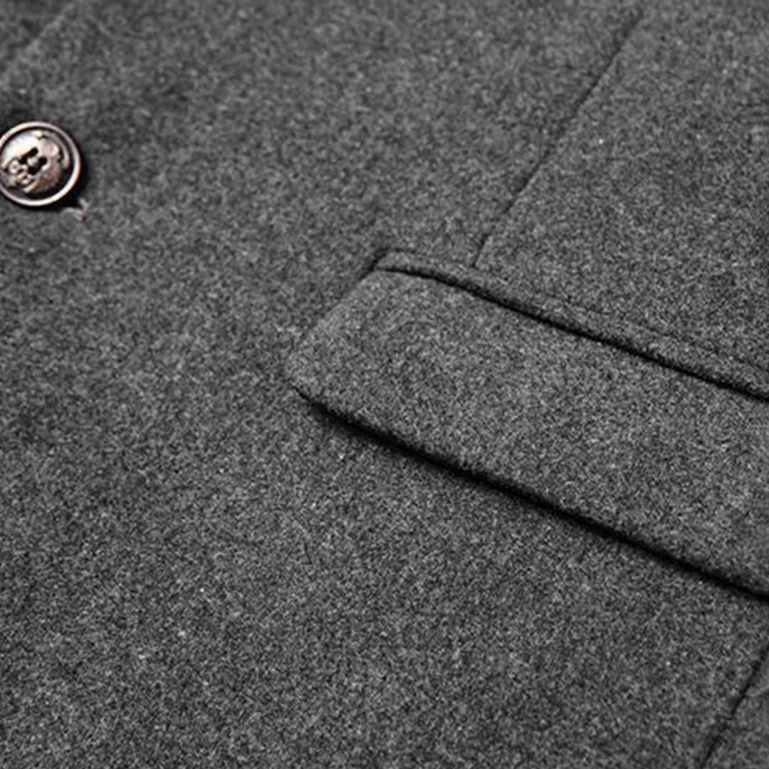 Men's Stand Collar Overcoat with Button Closure 9