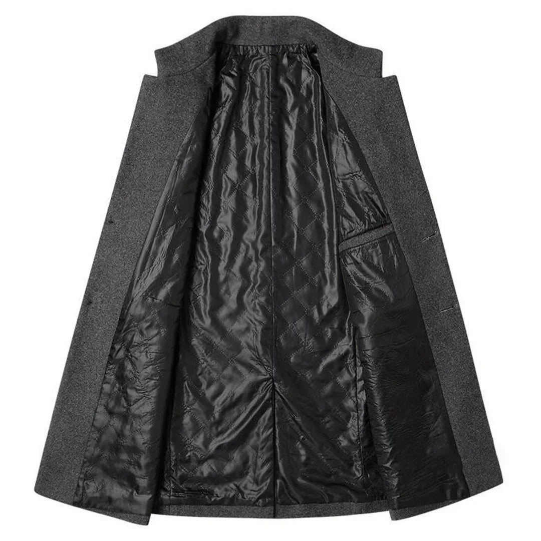 Men's Stand Collar Overcoat with Button Closure 5