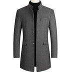 Men's Stand Collar Overcoat with Button Closure 3
