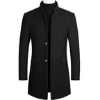 Men's Stand Collar Overcoat with Button Closure 4