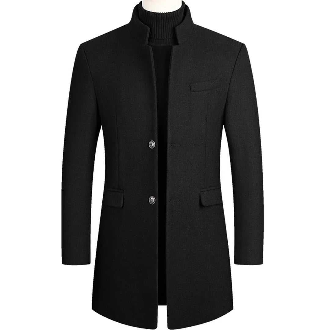 Men's Stand Collar Overcoat with Button Closure 4
