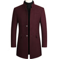 Men's Stand Collar Overcoat with Button Closure 1