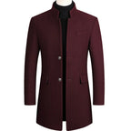 Men's Stand Collar Overcoat with Button Closure 1