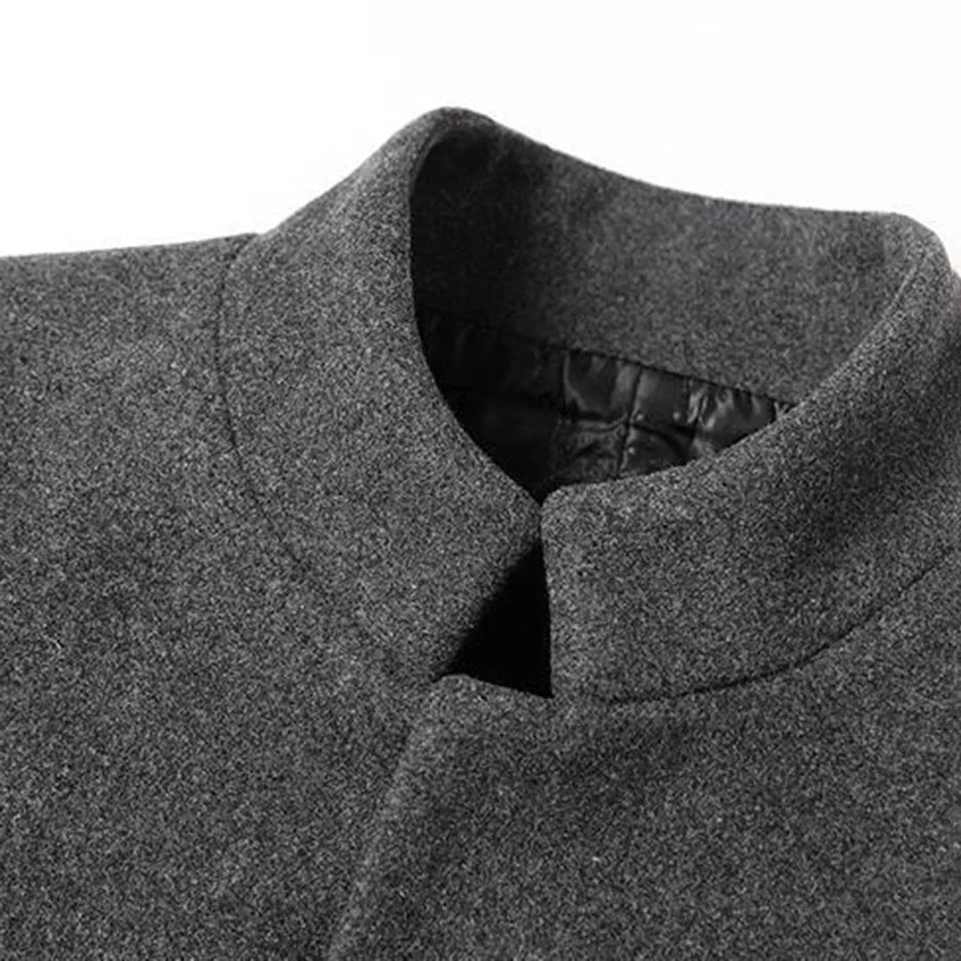 Men's Stand Collar Overcoat with Button Closure 6