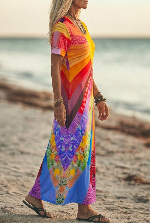 Alicia | Elegant Bohemian Sun Design Dress 2