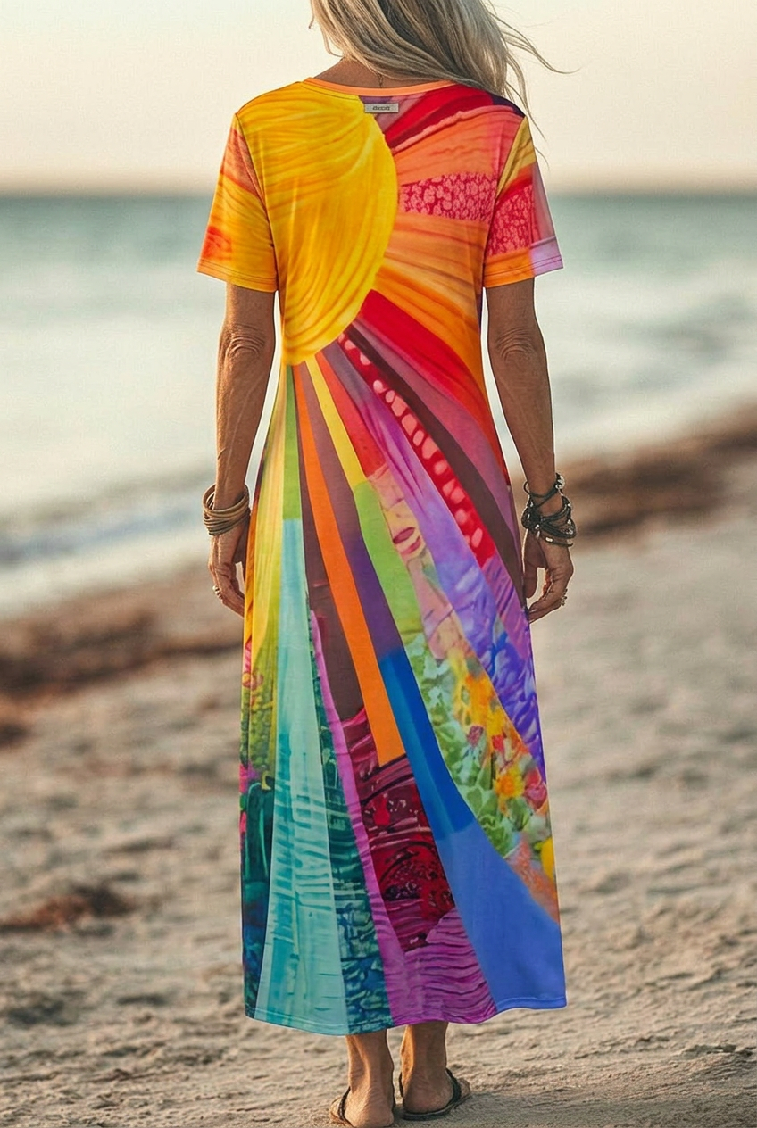 Alicia | Elegant Bohemian Sun Design Dress 3