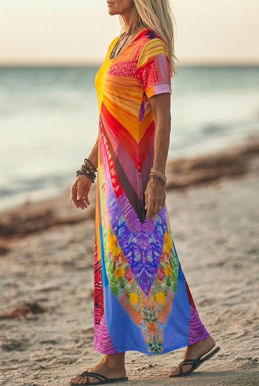 Alicia | Elegant Bohemian Sun Design Dress 4