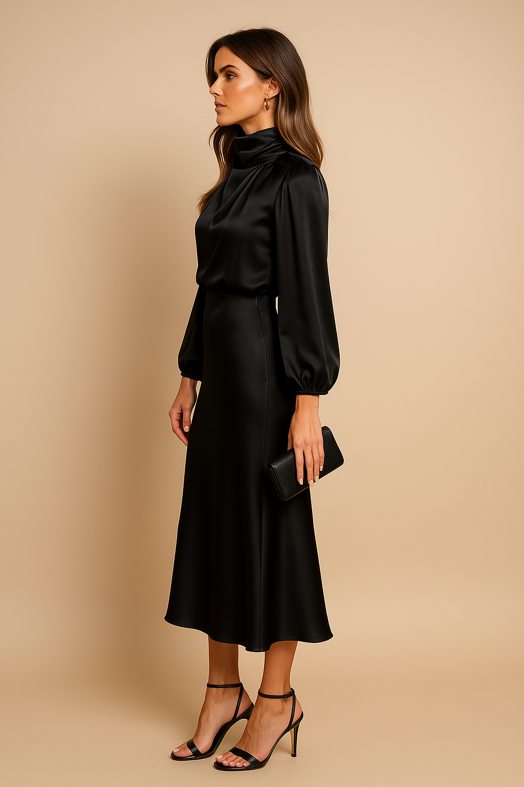 Krista | Elegant Long-Sleeve Satin Evening Dress 4