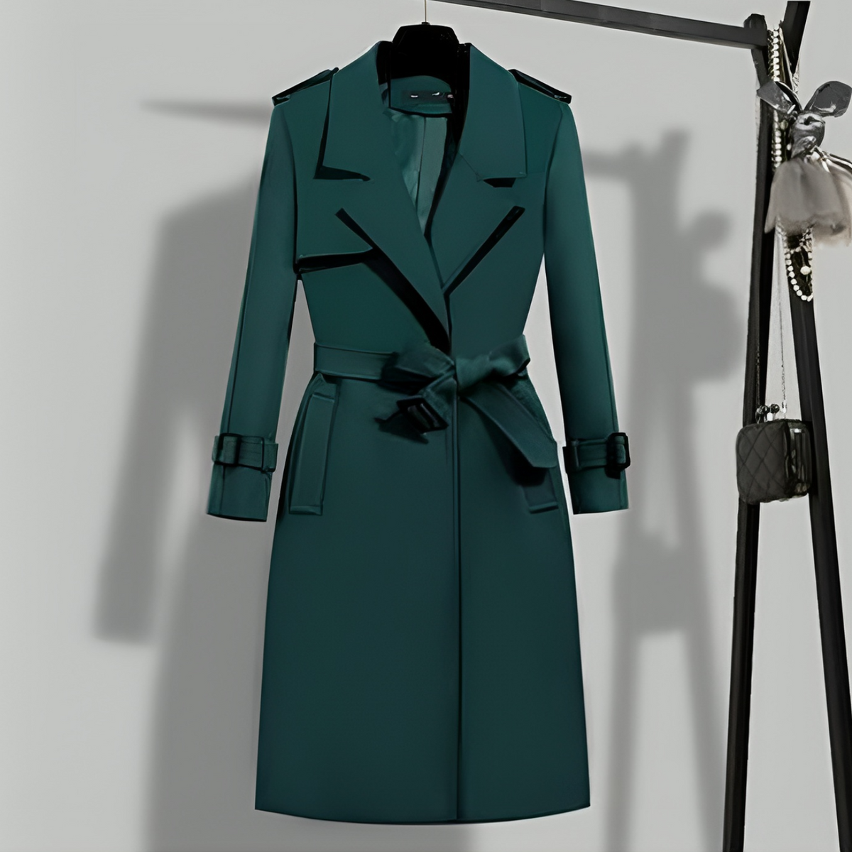 Women's Belted Trench Coat with Notched Lapels for Spring 4