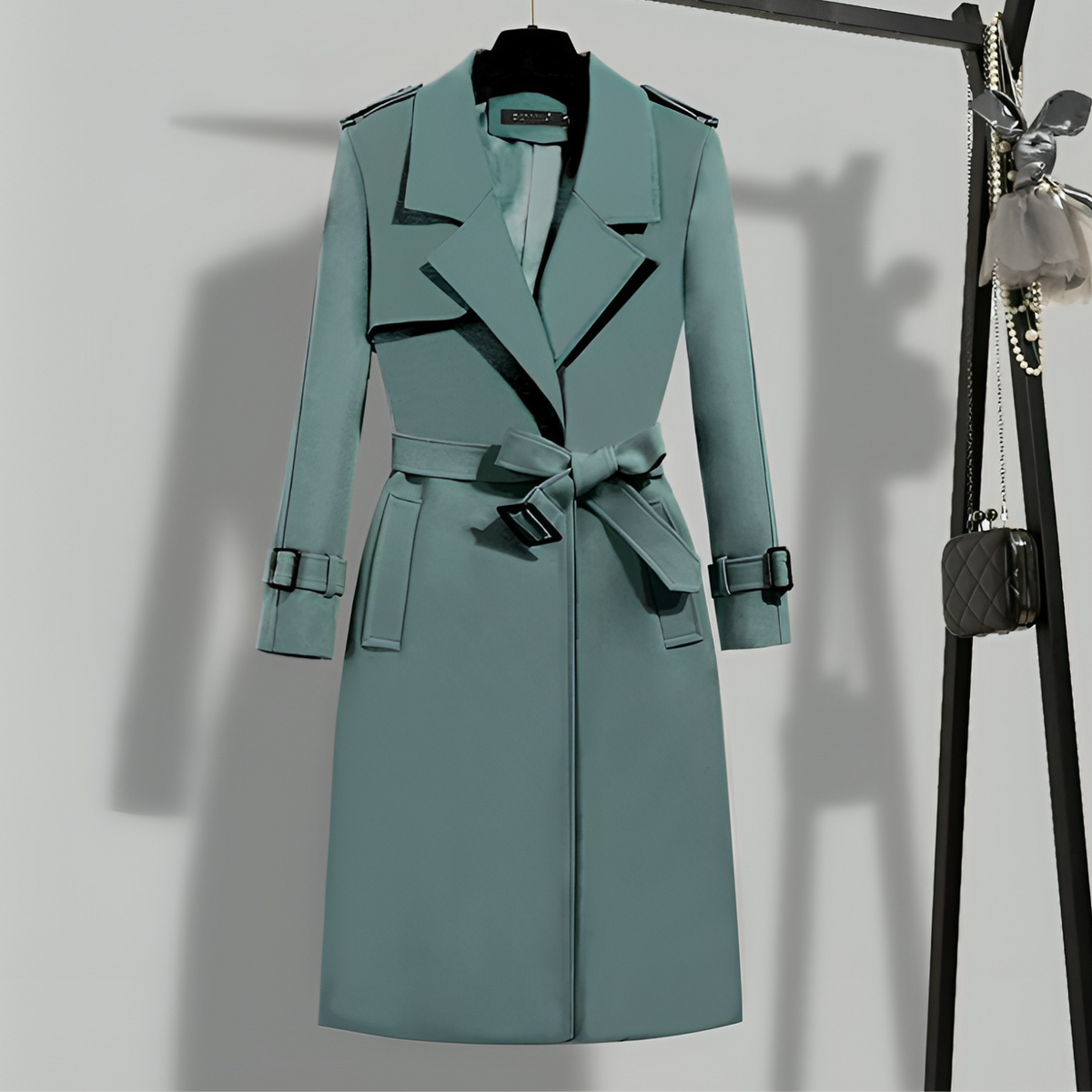 Women's Belted Trench Coat with Notched Lapels for Spring 5