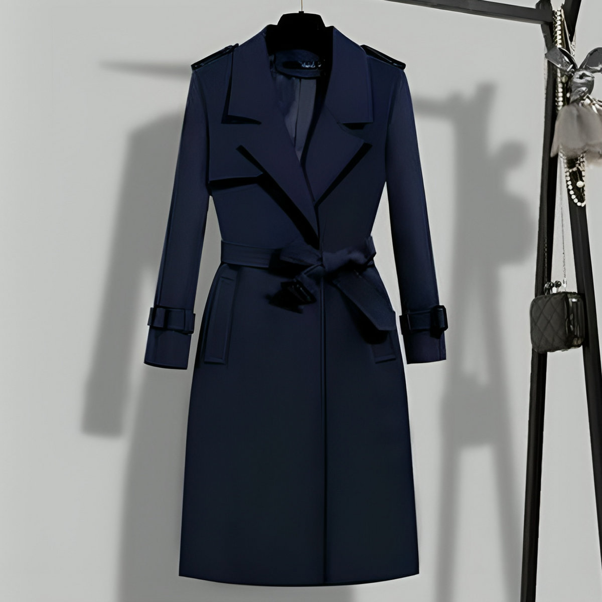 Women's Belted Trench Coat with Notched Lapels for Spring 2