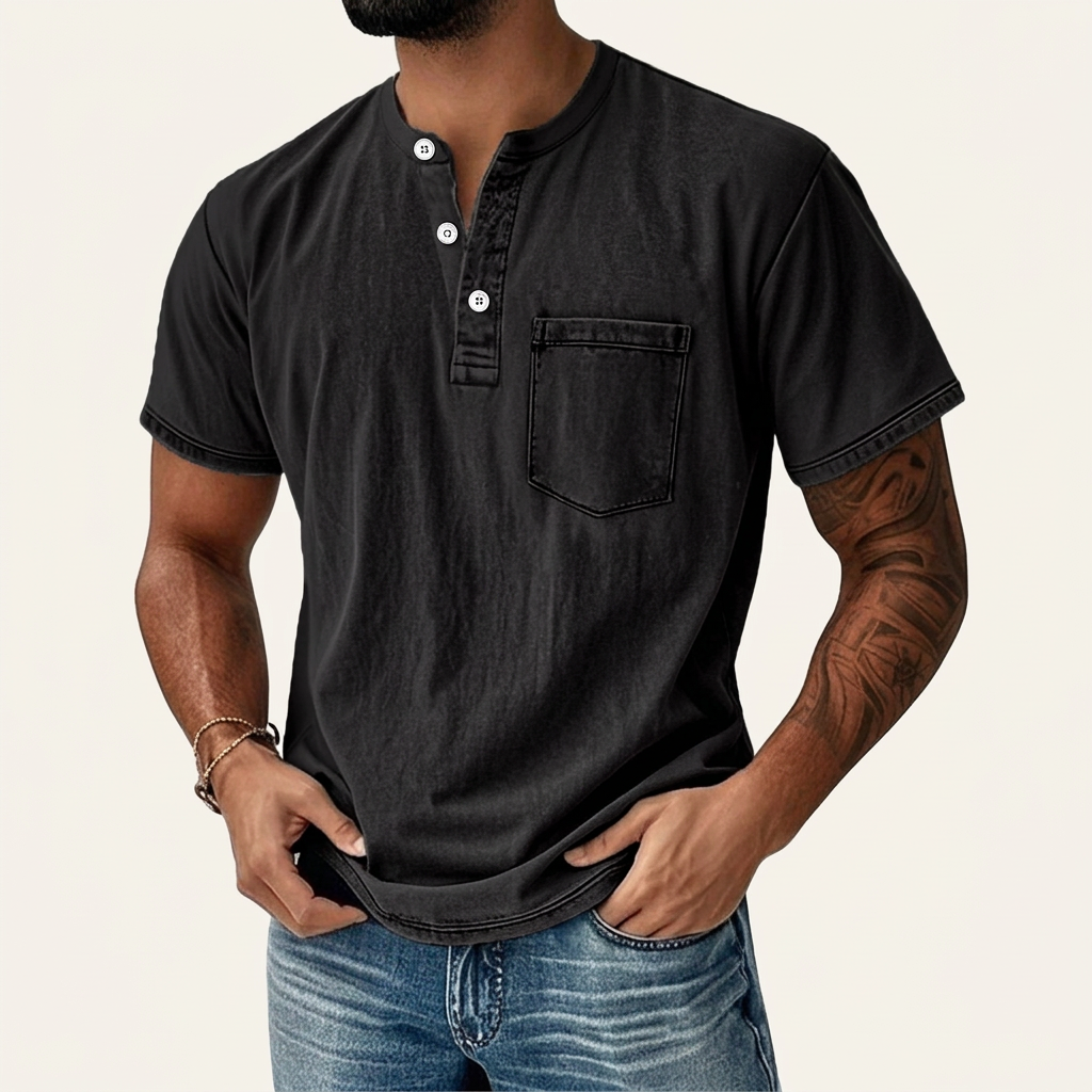 Arnel | Men’s Washed Henley Short Sleeve Pocket T-Shirt 4