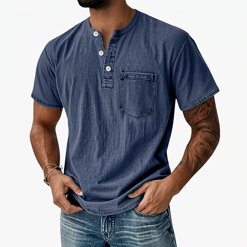 Arnel | Men’s Washed Henley Short Sleeve Pocket T-Shirt 3