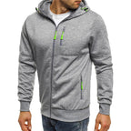 Men's Zip-Up Fleece Hoodie with Contrast Accents 3