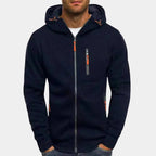 Men's Zip-Up Fleece Hoodie with Contrast Accents 11