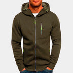 Men's Zip-Up Fleece Hoodie with Contrast Accents 4