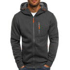 Men's Zip-Up Fleece Hoodie with Contrast Accents 13