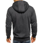 Men's Zip-Up Fleece Hoodie with Contrast Accents 9