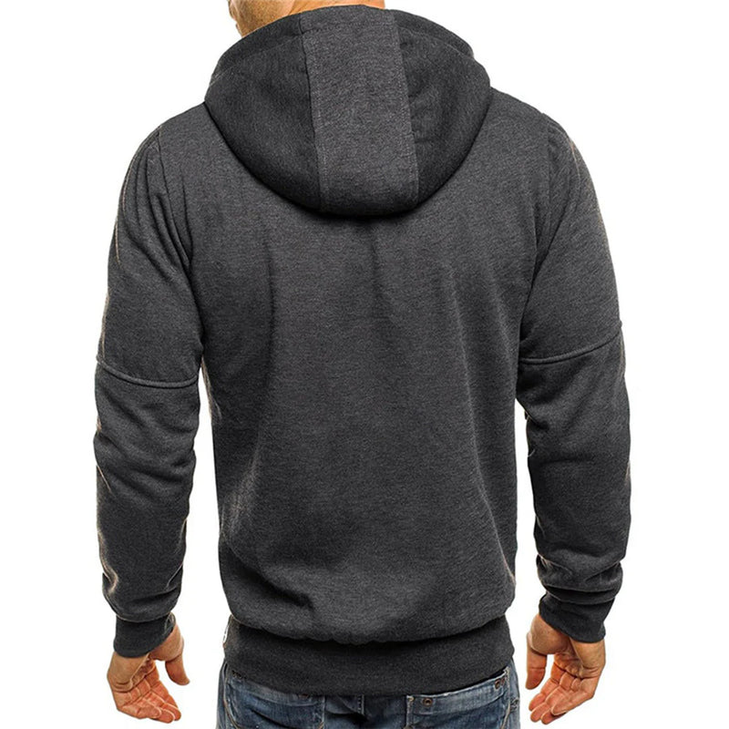 Men's Zip-Up Fleece Hoodie with Contrast Accents 9