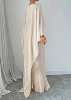 Makayla | Stylish Pleated Cape Maxi Dress 2