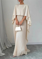Makayla | Stylish Pleated Cape Maxi Dress 3