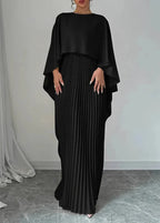 Makayla | Stylish Pleated Cape Maxi Dress 5