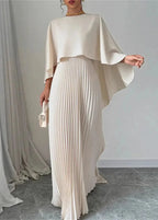 Makayla | Stylish Pleated Cape Maxi Dress 1