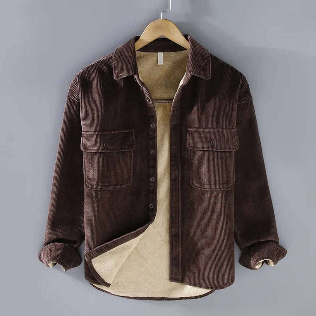 Men's Sherpa-Lined Corduroy Shacket Button-Front 3