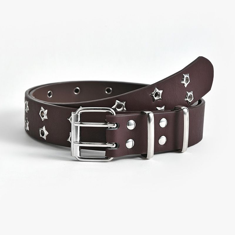 Star Eye Rivet Belt with Double Prong Buckle 4