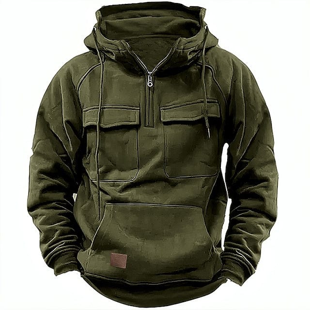 Men's Hooded Fleece-Lined Quarter-Zip Pullover 4