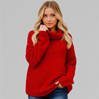 Women's Textured Turtleneck Sweater with Ribbed Cuffs 4