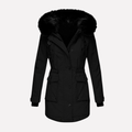 Women's Hooded Parka Jacket with Faux Fur Trim and Flap Pockets 2
